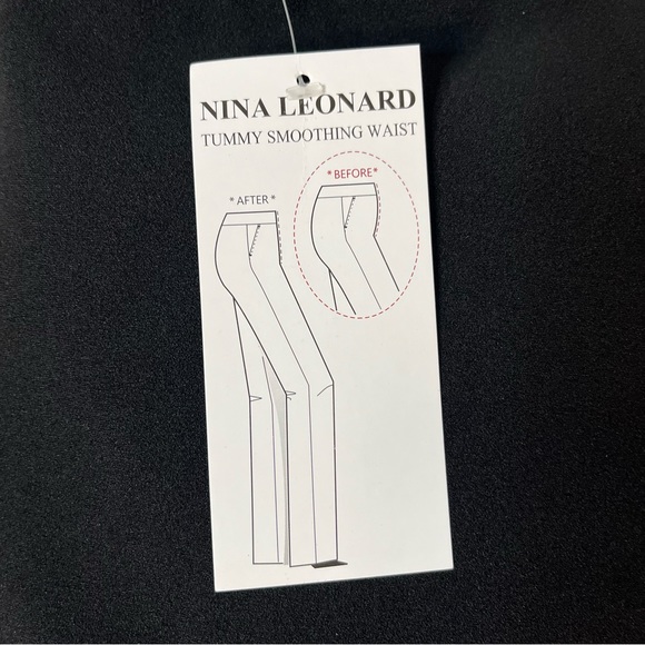 Nina Leonard Tummy Smoothing Pants Black White Pinstripe PETITE Size 3X New! - Picture 8 of 9
